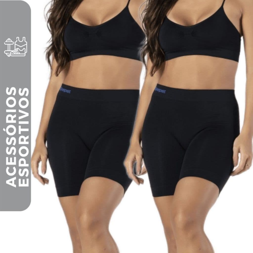 Kit 2 Bermuda Térmica Short Térmico Esportivo Feminino sem Costura Anti Assadura Academia Corrida