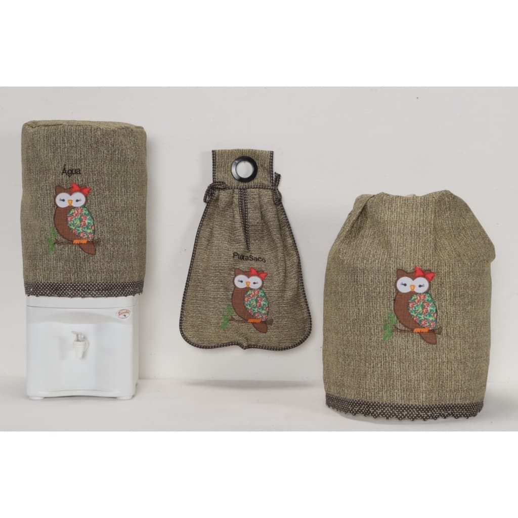 KIT 3 PEÇAS  ÁGUA, BOTIJÃO E PUXA SACO PEÇAS  BORDADOS