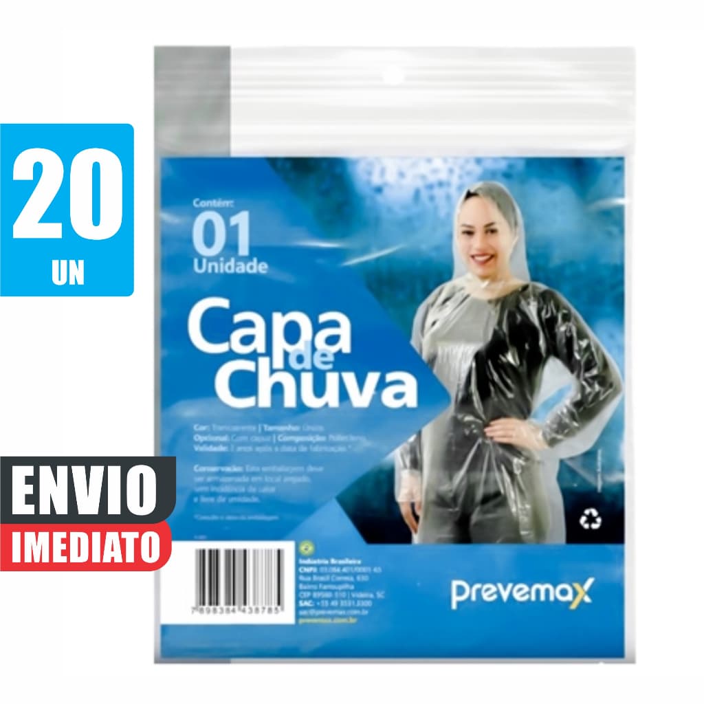 20 Capas De Chuva Descartável Com Capuz Shows Festas Futebol Parque Unissex