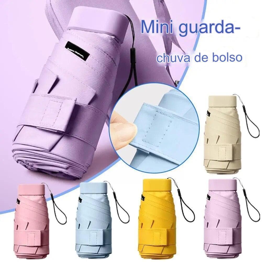 Mini Guarda sol Guarda Chuva Anti-UV Com Estojo Dobrável alça regulável proteção UV várias cores