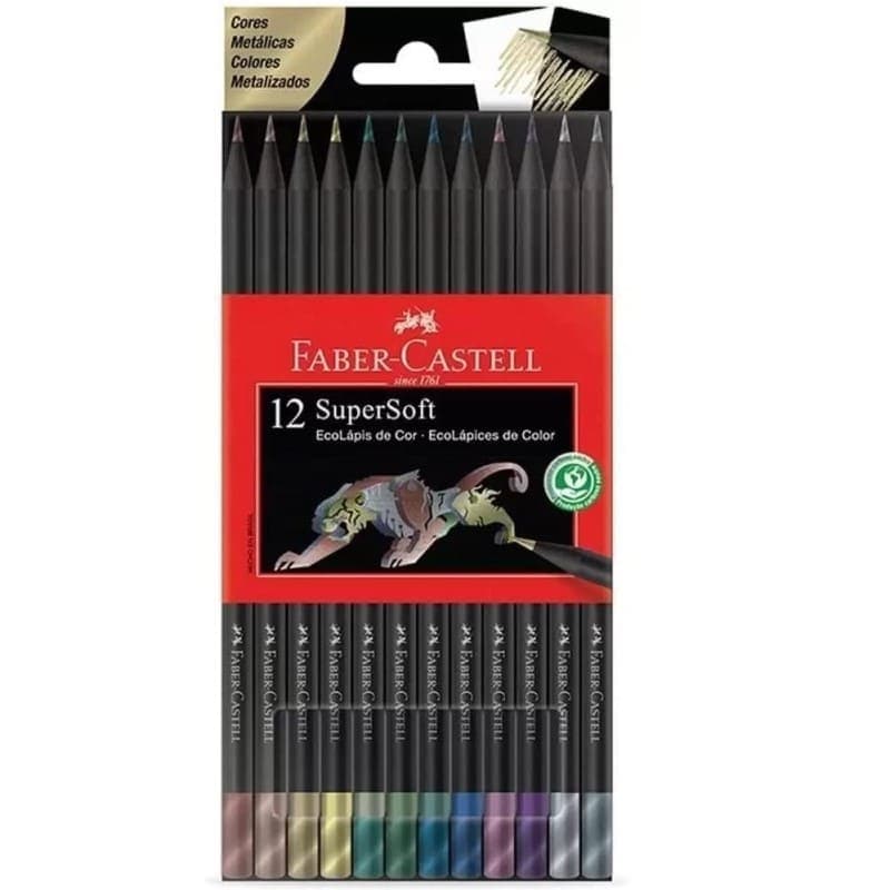 LAPIS DE COR SUPERSOFT FABER CASTELL 12 CORES METALICAS 120712SOFTMET