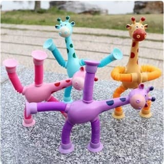 KIT3 Tubo Esticado Girafa de brinquedo com ventosa