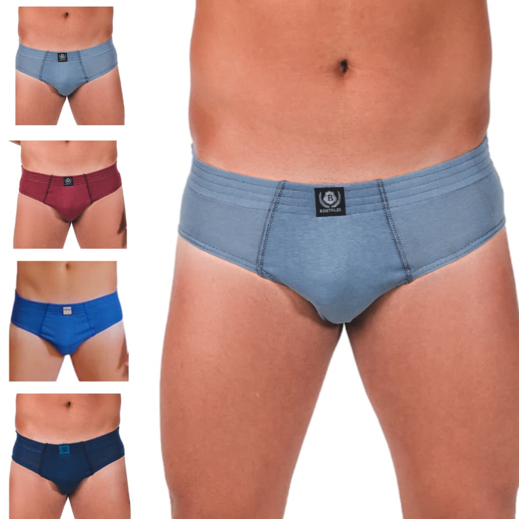 Kit C/6 Cueca ALGODAO 4 Agulhas SLIP Comum Lisa Basica Confortavel Revenda
