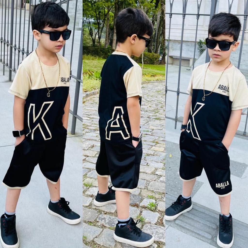 Conjunto Infantil de Menino Juvenil Camiseta e Bermuda Premium