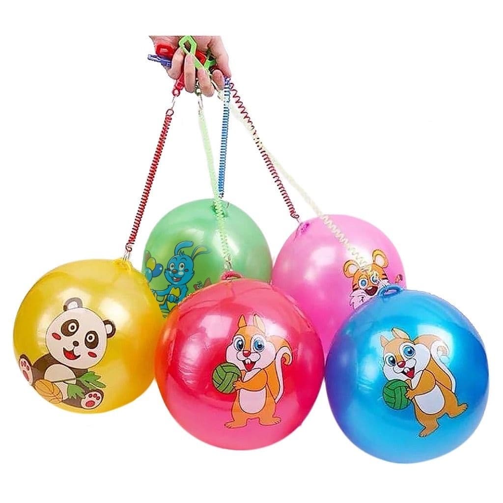 Kit com 5 Bolas de Vinil Borracha Poing Poing com Cordao Mola 23cm Brinquedo Bolas Infantis Tik Tok
