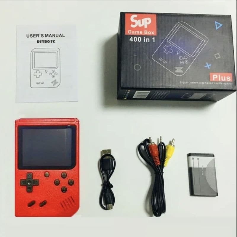 Handheld Small Game Console para Crianças, A Red Retro Classic Games, 400 Jogos de Carregamento do Jogo, Pode Ser Conectado à TV