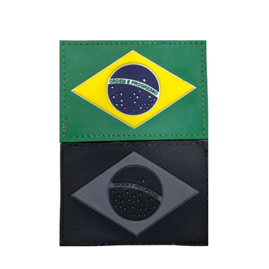 Patch  Bandeira do Brasil Emborrachado EB Colorida e Preto e branco
