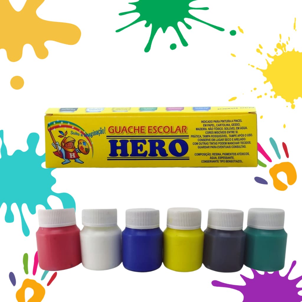 3 Cx Tinta Guache C/ 6 Cores Escolar P/ Colorir Atacado |