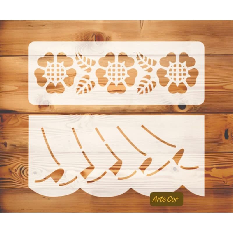 Stencil flor e barrado / pintura  /  ref.94