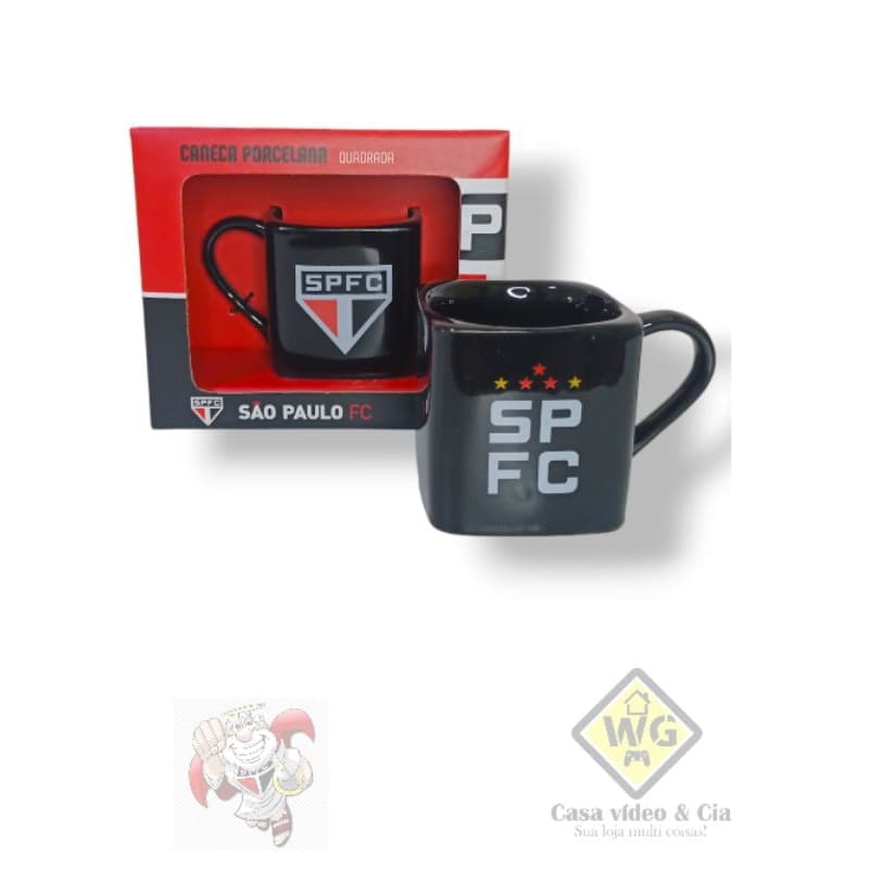 Caneca Porcelana Quadrada Oficial do São Paulo FC (lançamento) 220 ml