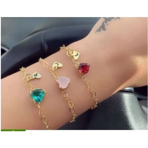 kit 10 Pulseiras Madrinha Elos + Inicial Folheado A Ouro18k