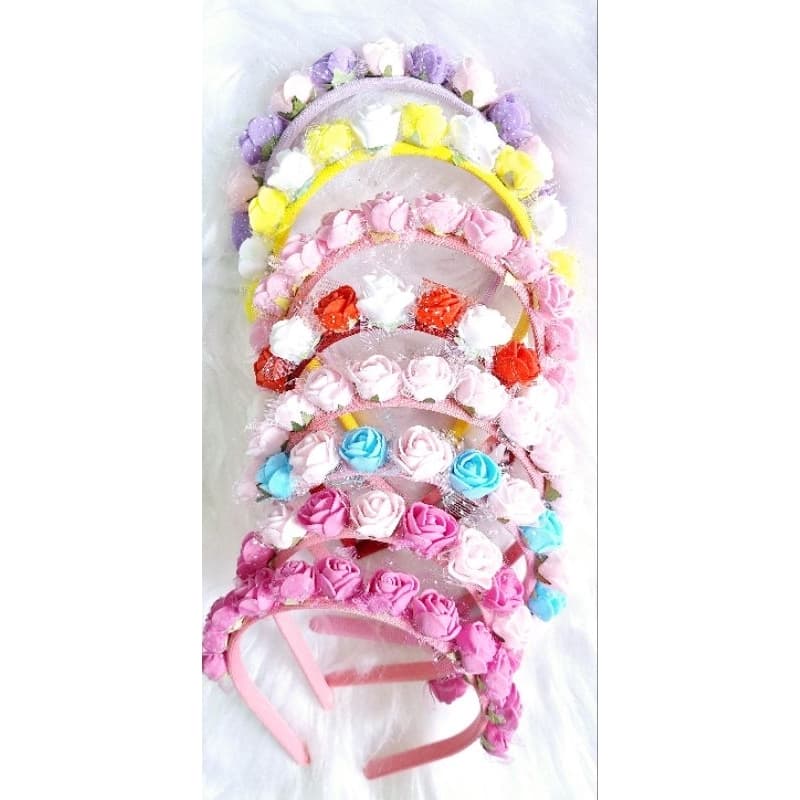 kit 8 Tiaras Infantil Várias Cores Com Flores