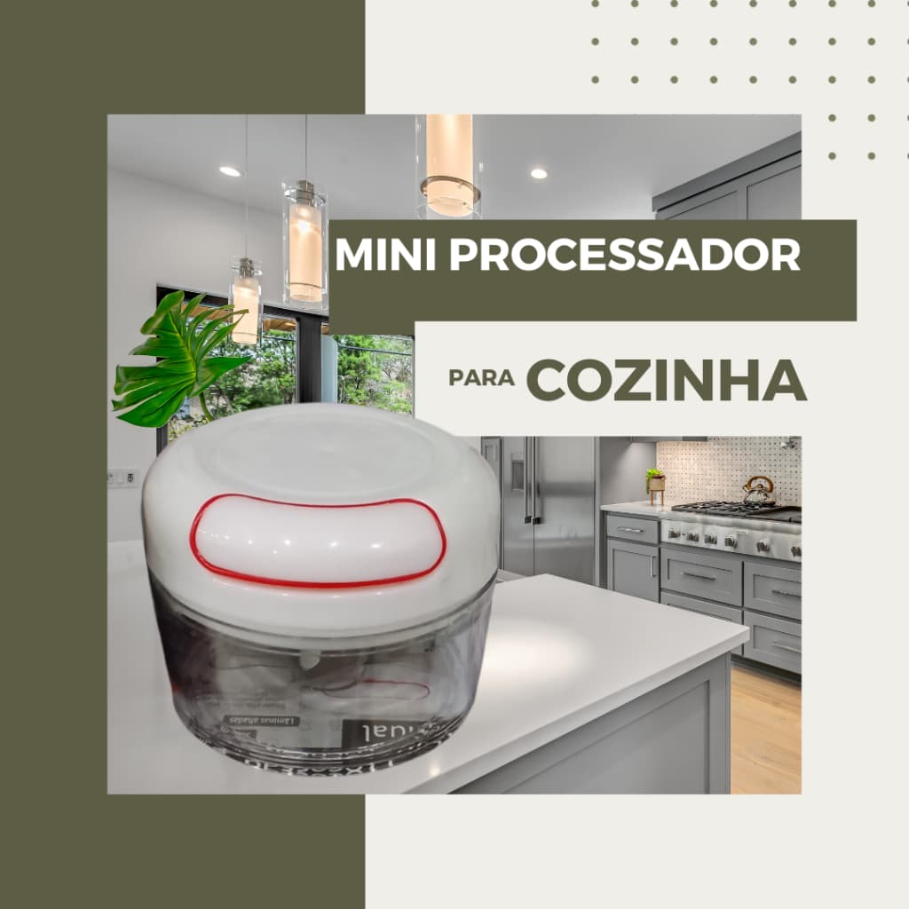 Mini Triturador Processador Alimentos Manual 2 Lâminas Inox Alho Temperos Cozinha 200ML