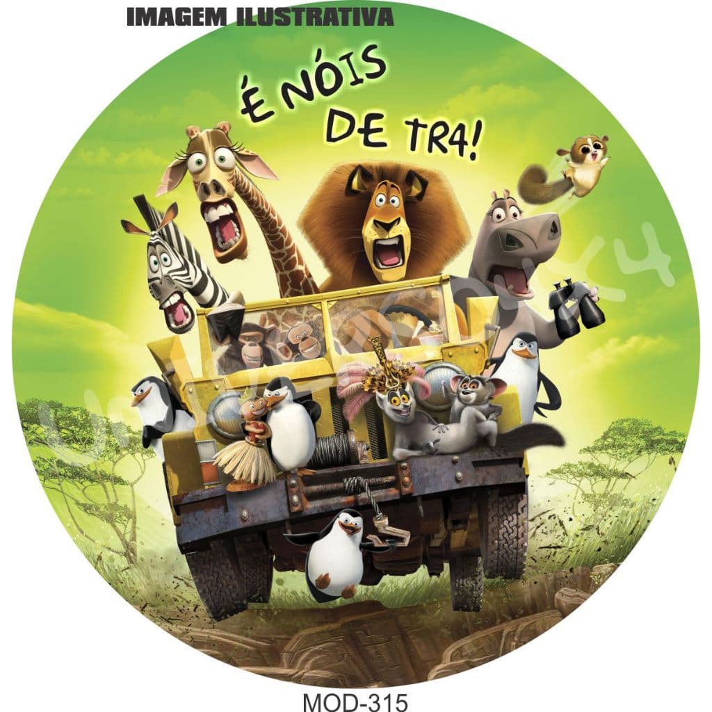 Capa Estepe Personalizada Mitsubishi Tr4 Pajero Madagascar Bichos Leão Girafa Pinguim Macaco M-315