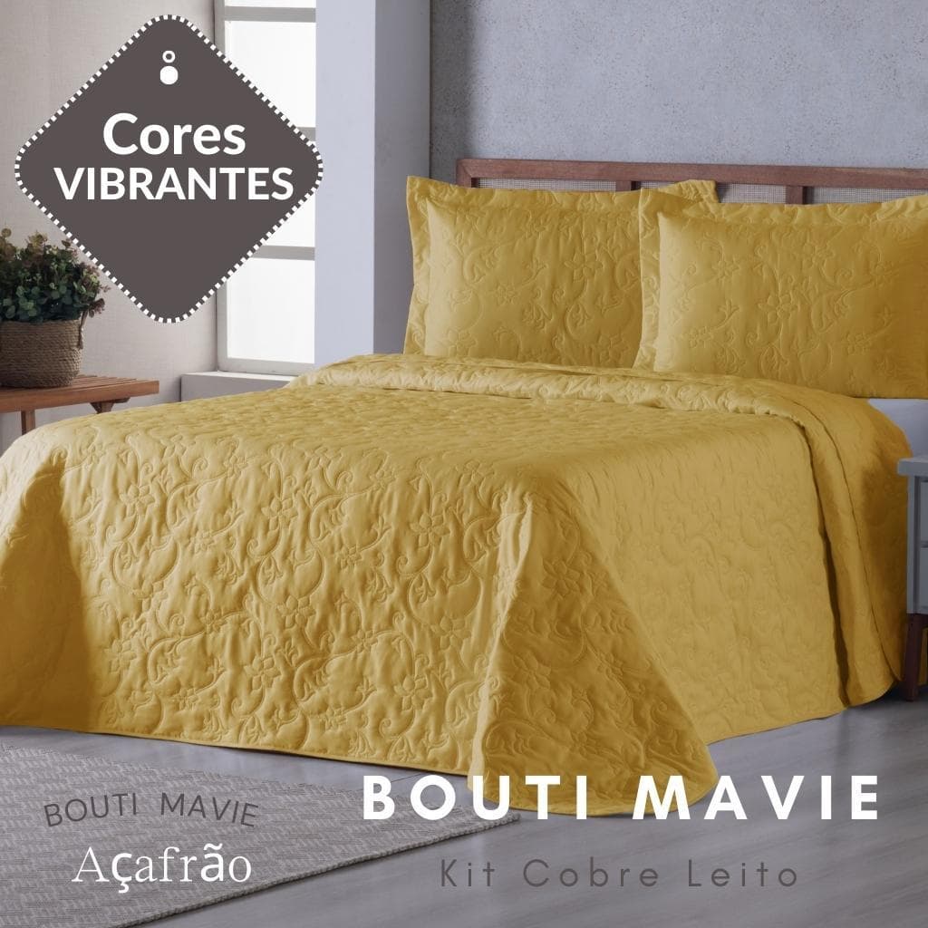 Kit Colcha Cobre leito Casal Queen Bouti Mavie Microfibra Ultrassónico Ultrassónico Peletizado 2,60m x 2,45m 03 Peças Jogo de cama casal Queen cobre leito queen serve como edredom