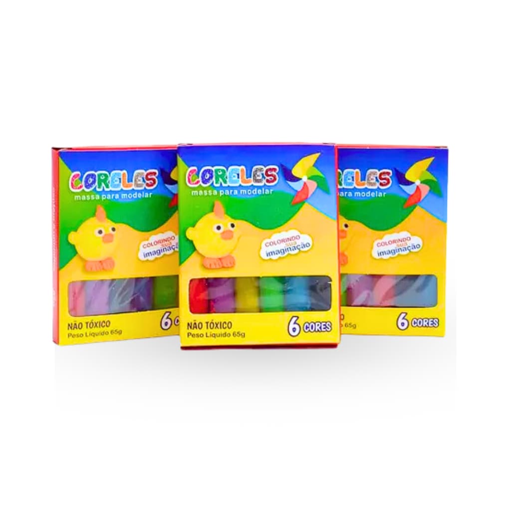 Kit 20 Caixas Massinha de Modelar 6 Cores Infantil Escolar Lembrancinha Atividade Criativa