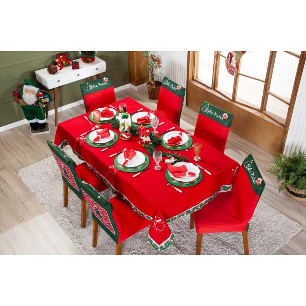 Kit 6 Capas Cadeira De Natal Em Malha Premium Promoção