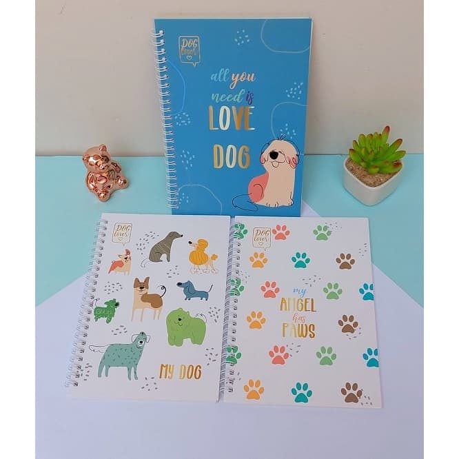 Caderno A5 Pet Cachorro Dog Espiral 60 Folhas Fofo Kawaii
