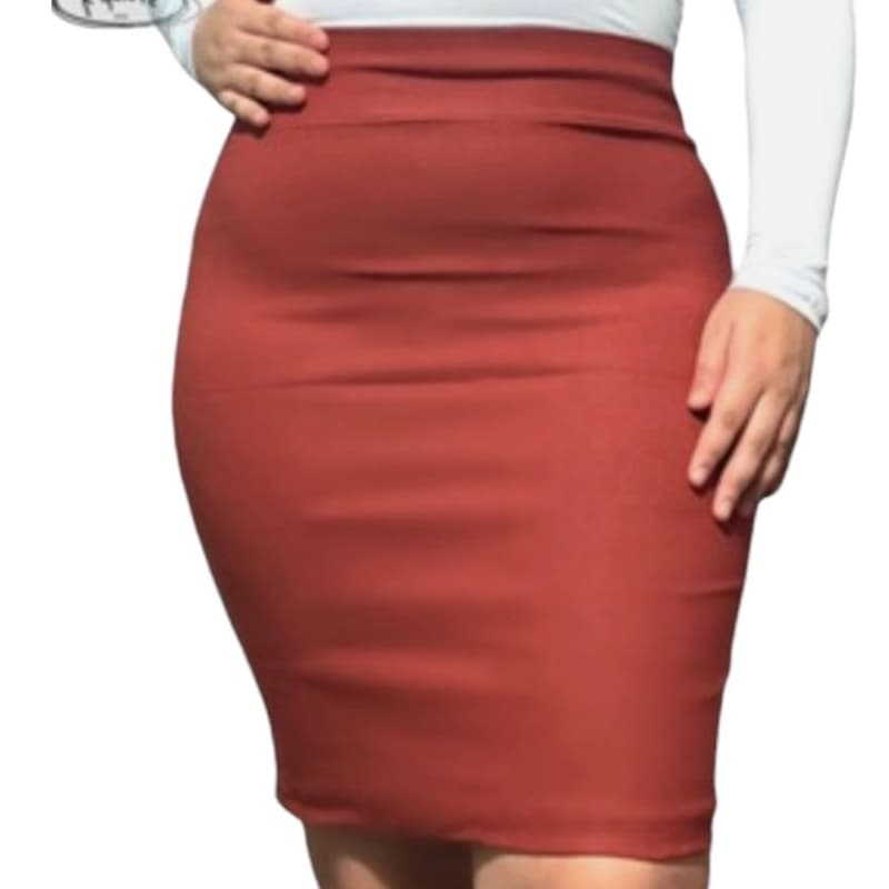 Linda Saia Evangélica Tamanho Especial Saia Mid Plus Size Estilosa , Lapis, secretária