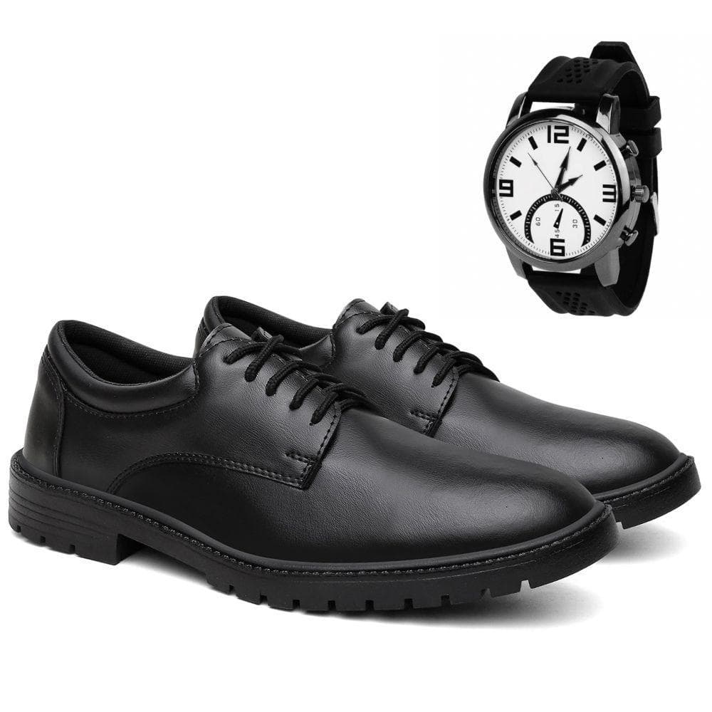 Sapato Oxford Masculino Sapato Social Super Conforto + Relógio de Ponteiro DIRETO DA FABRICA