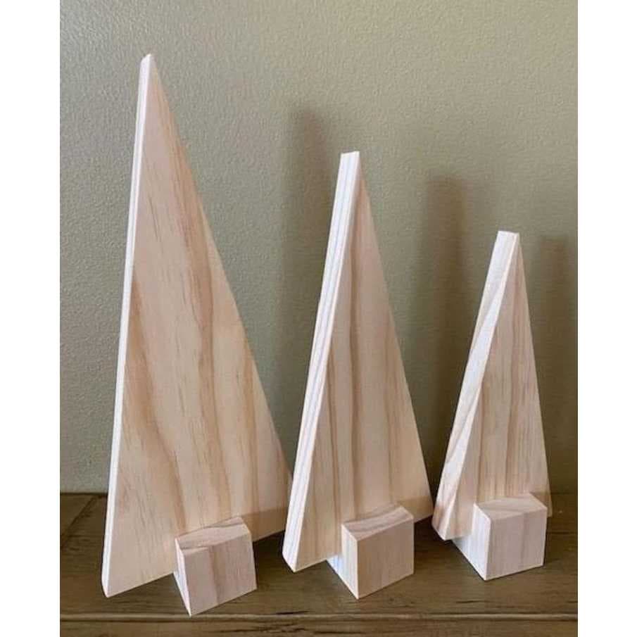 Arvore de Natal Kit com 3 Unidades em Madeira Maciça