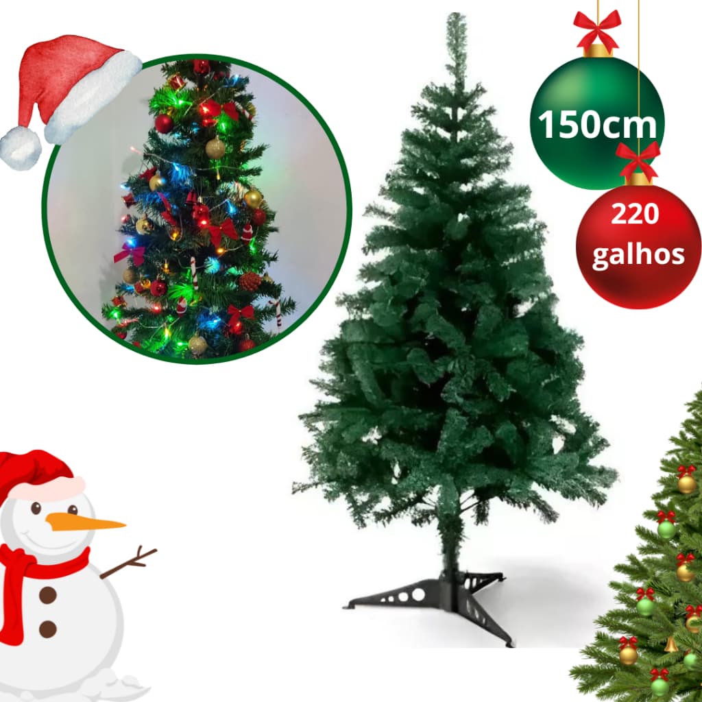 ÁRVORE DE NATAL PINHEIRO 150CM 220 GALHOS CHEIO TRADICIONAL PROMOÇÃO