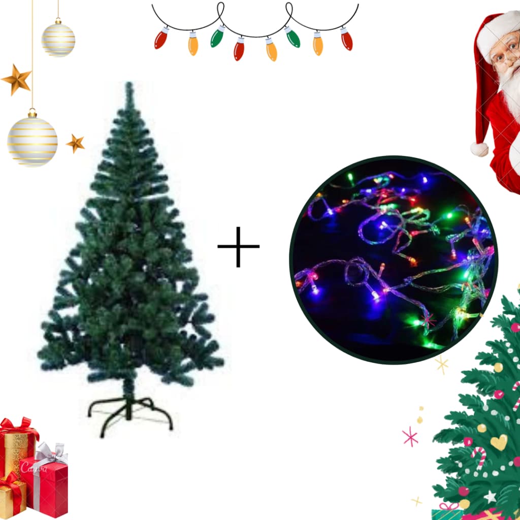 KIT ÁRVORE DE NATAL 150CM + ESTRELA PONTEIRA + 1 PISCA-PISCA COLORIDO 10M 110V