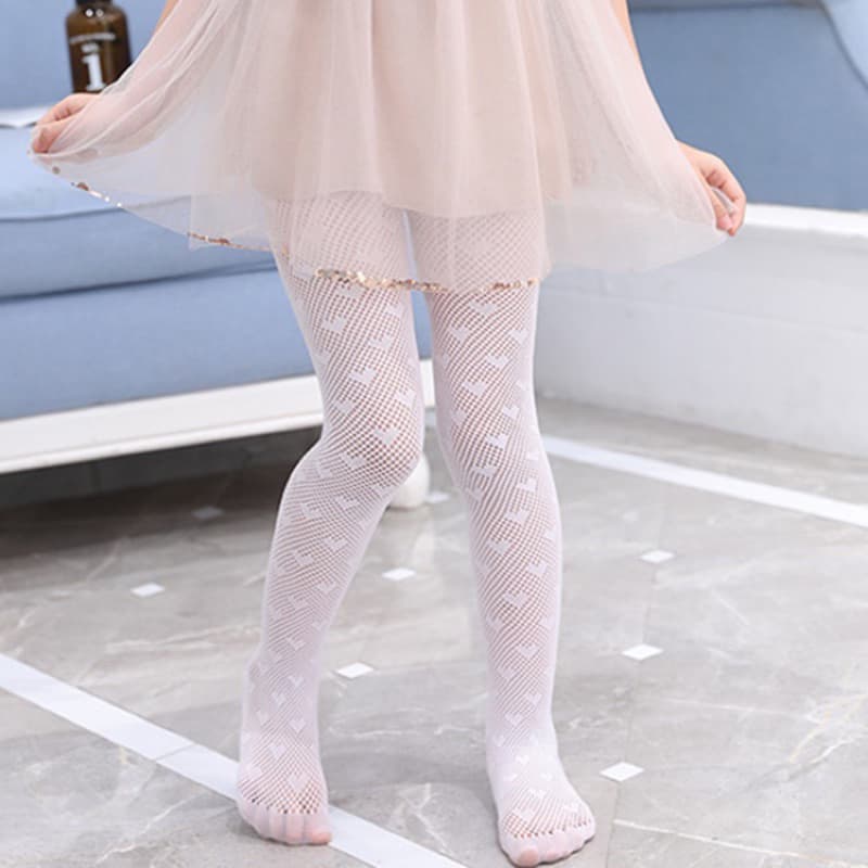 Kit1-12Meia Calça Arrastão 8003 Infantil Com Coração Pra Festa e Dança Moda 8003