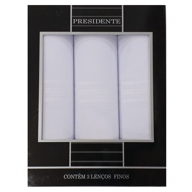 Caixa de Lenços Masculinos Branco Presidente Algodão: Praticidade e Elegância.
