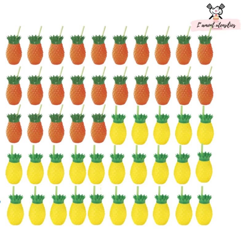 Copo Abacaxi Laranja E Amarelo 300 ml Festa Tropical Injetemp - Kit 50 copos