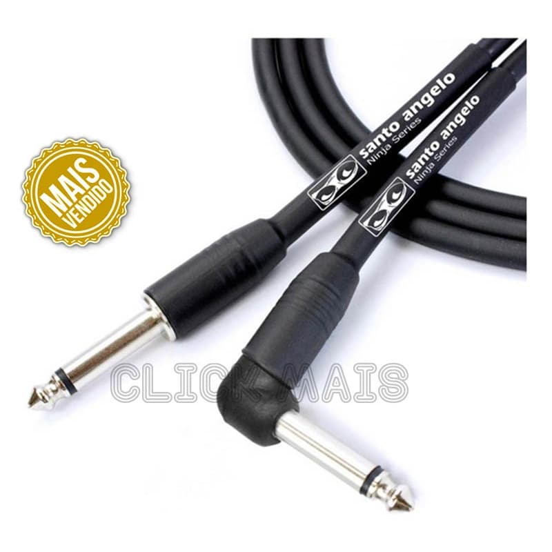Cabo violao e guitarra Santo Angelo P10 x P10 6,1 metros 90° em L ninja original o melhor do Brasil