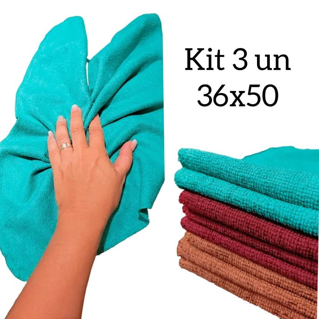 Kit Pano De Limpeza Magico De Microfibra 36x50 3 Unidades