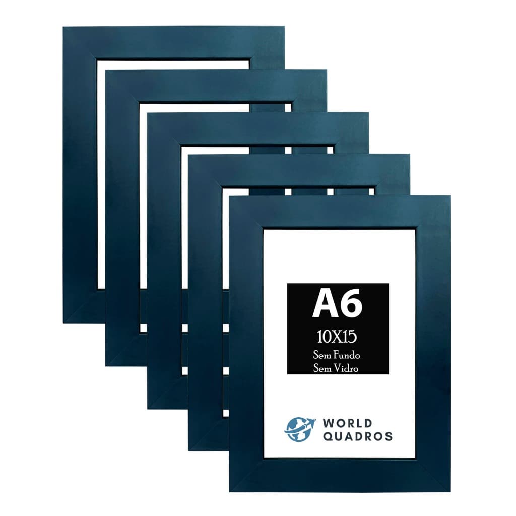 Kit 05 Armação Moldura A6 10x15Cm Quadros Placas Sem Vidro e Fundo