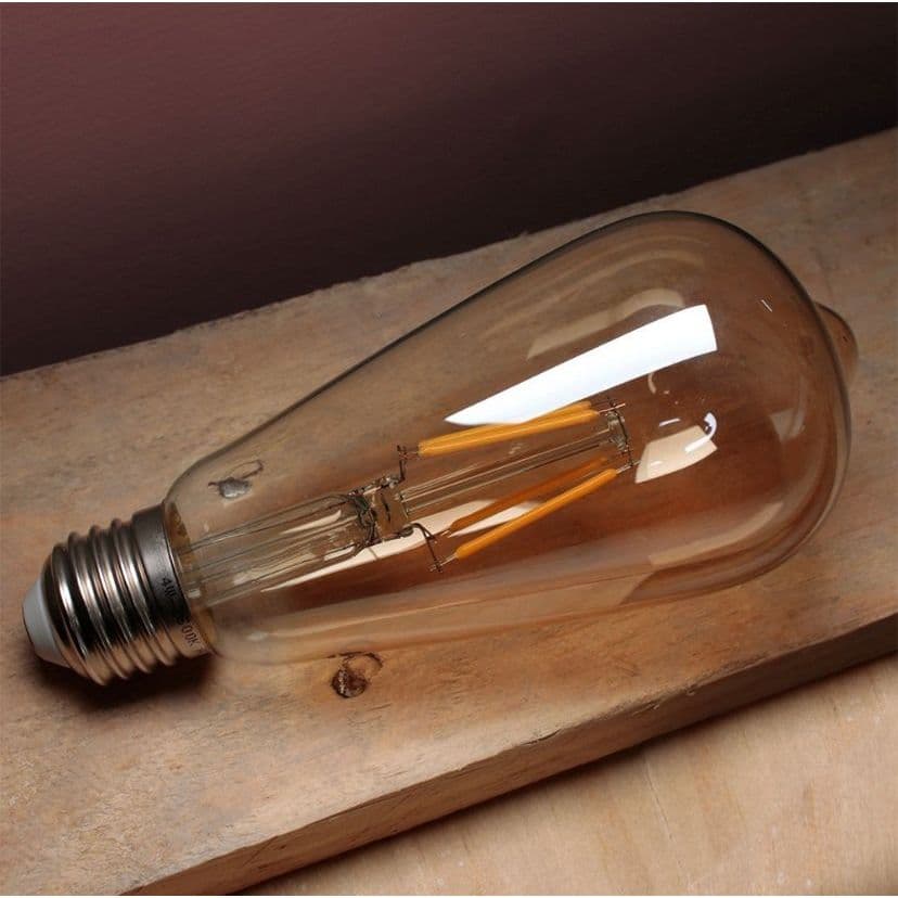 Kit Lâmpada Led Pera Filamento Âmbar Vintage 4w Bivolt Nordecor E27 (Queima de estoque)