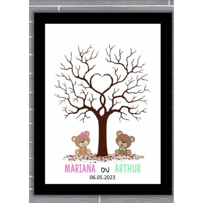 Quadro Placa Recepção Chá Revelação Árvore Digitais 60x70