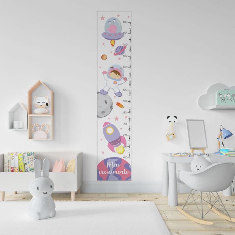 Régua de Crescimento Adesiva Infantil Menina Astronauta