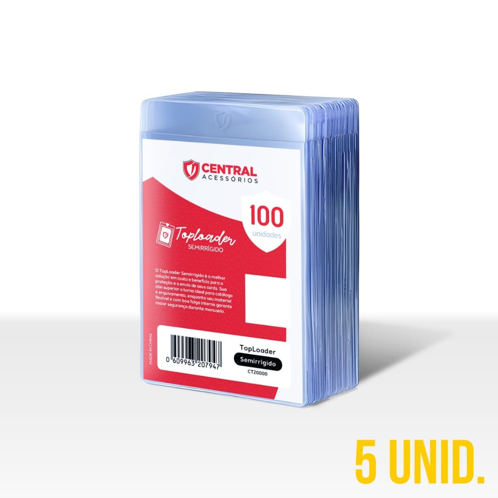 Kit 5 Central Toploader Semirrígido Transparente Flexível Pokémon Magic