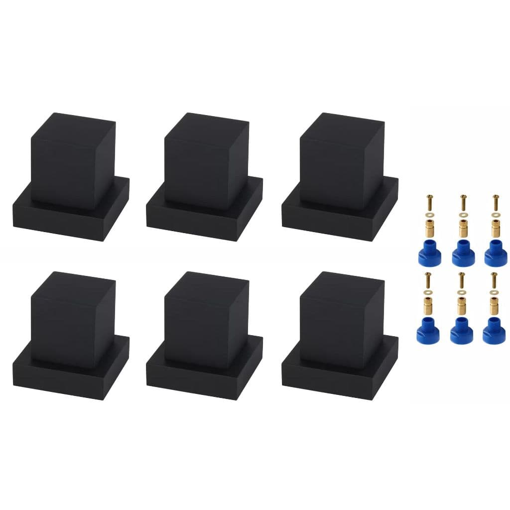 Kit 6 Acabamentos Quadrados para Registro 1/2" e 3/4" – Deca Preto Fosco + Conversor