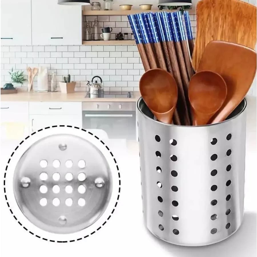 Porta Talher Escorredor Vazado De Inox Cozinha Porta Objetos