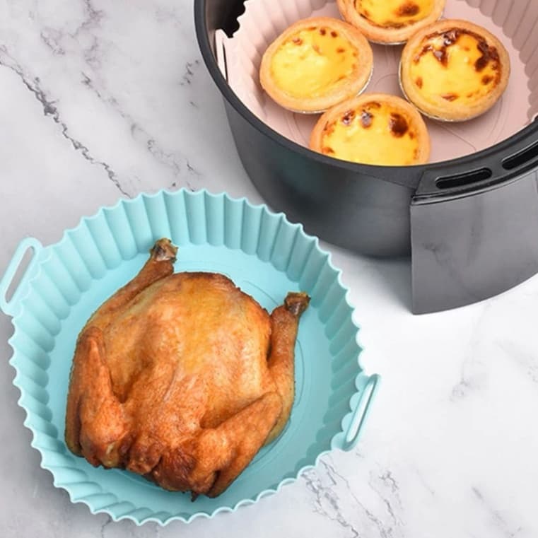 Cesto de Silicone Redondo Air Fryer e Forno Forma para Fritadeira Elétrica Cores Aleatórias DT8674