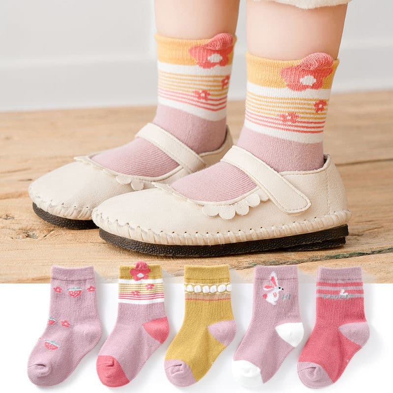 Kit 6 ou 12 Pares de Meias Infantil Feminino Com Estampada Meia Menina Bebê Criança Feminina
