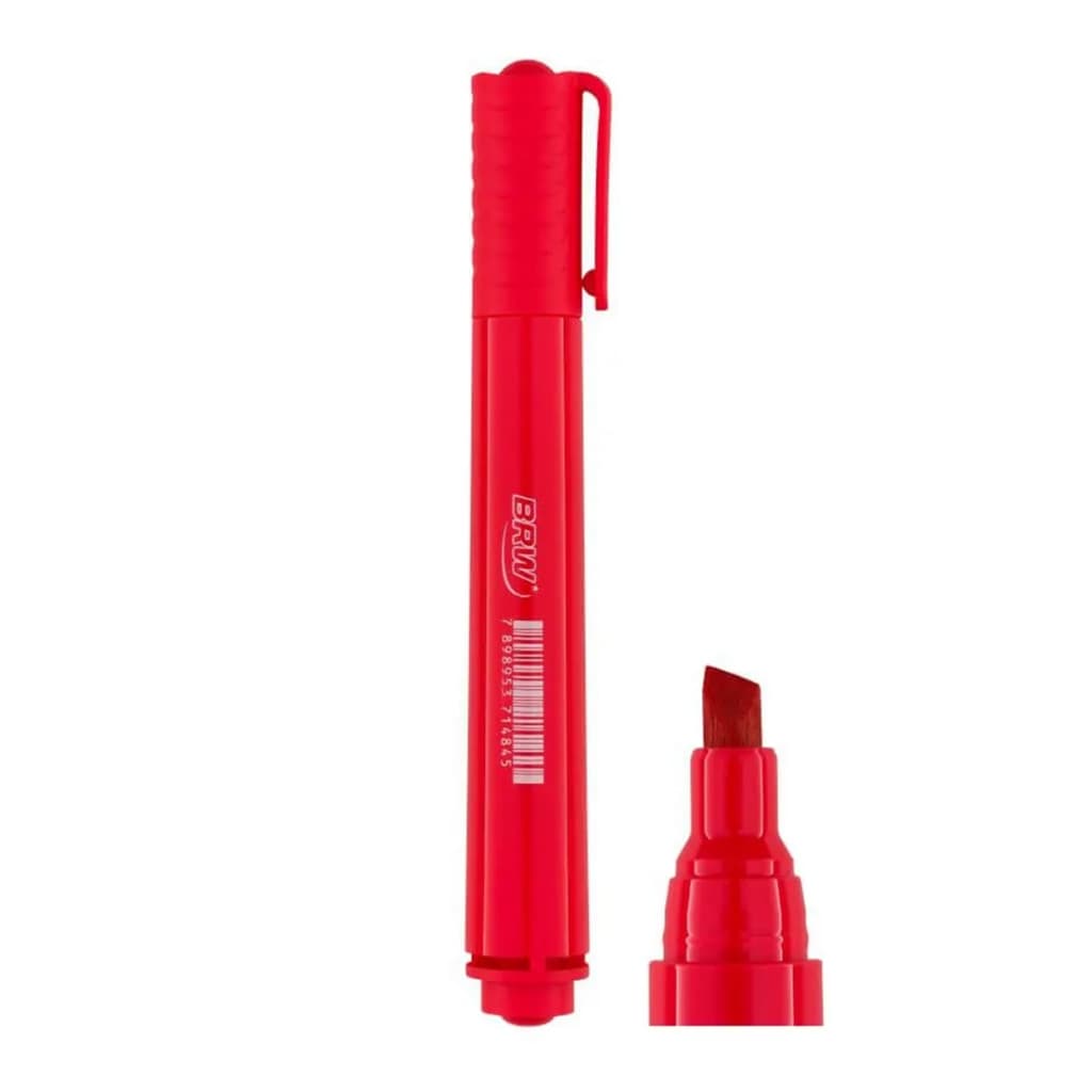 Pincel Atômico Marcador Permanente Vermelho chanfrada BRW 01un