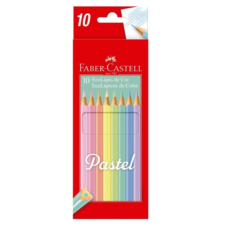 Lápis de cor 10 cores tom pastel ou pastel aquarelável 120510P Faber-Castell