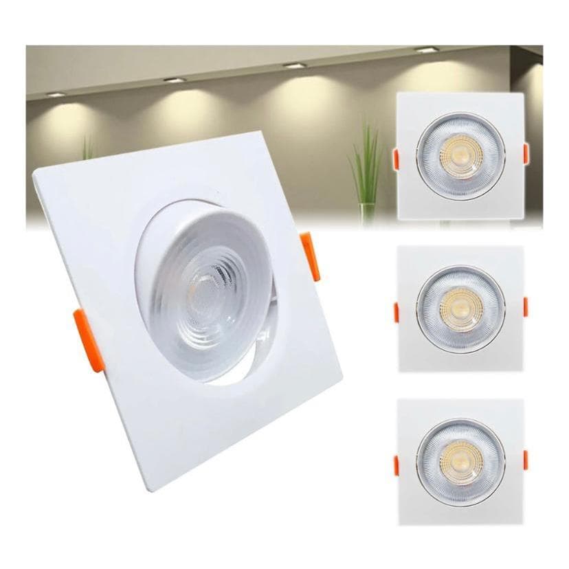 Kit 3 spot quadrado 5w luz branca 6.000k LED Bivolt Branco