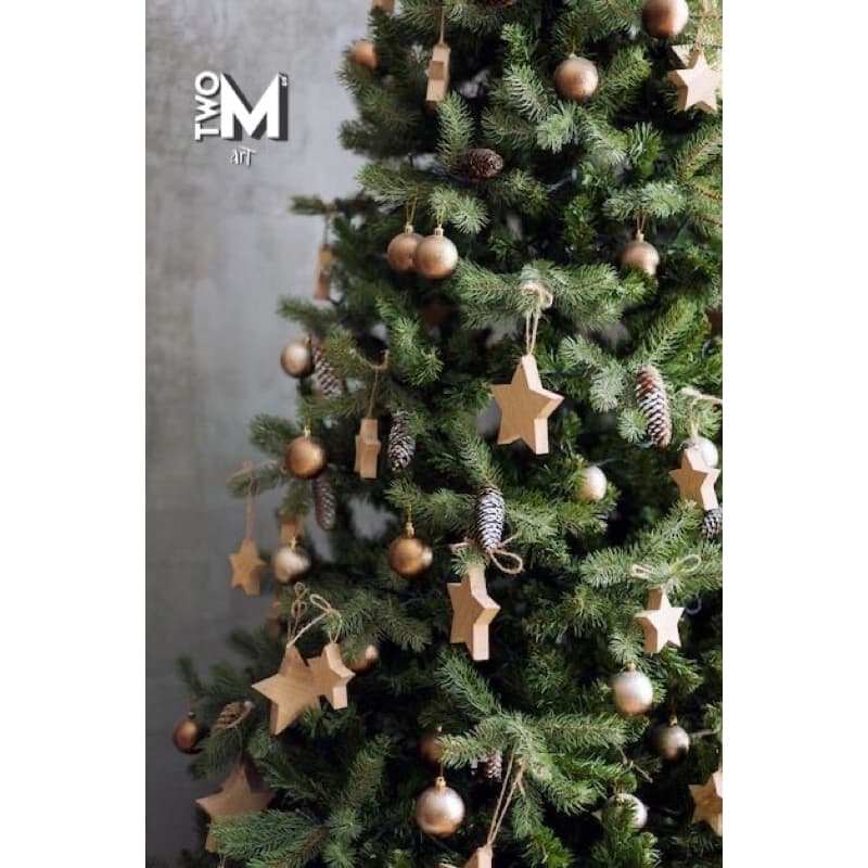 Kit 5 Pendentes de ESTRELA de Natal Decorativos de Natal de Madeira para Decoração de Natal Rústico