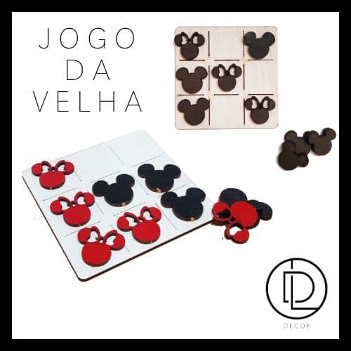 Kit 30 Tabuleiros Mickey Minnie Jogo da Velha 10cm / Tabuleiro em MDF para Lembrancinhas de Festa