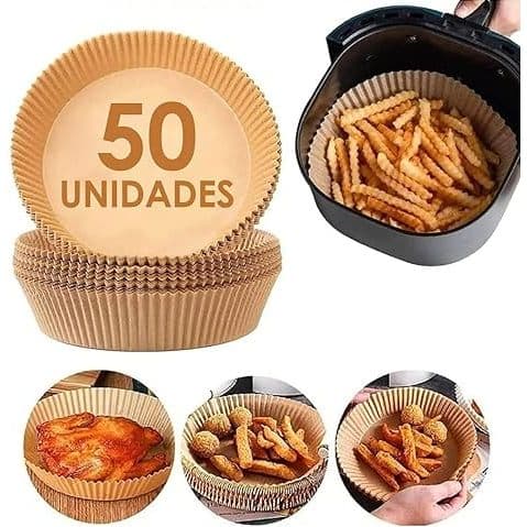 Forma Papel Airfryer Antiaderente Forro Descartável 50 Unidades