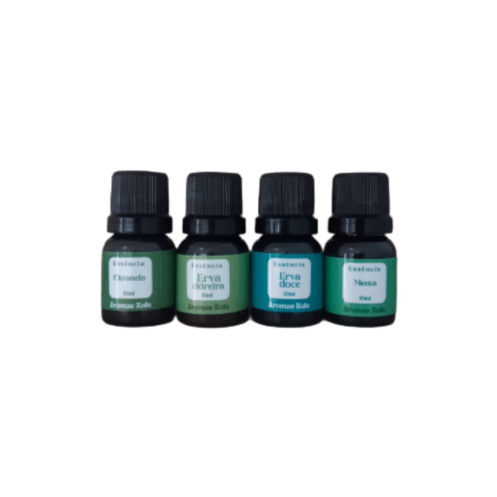 Kit Relaxante  com 4 essências (Citronela, Erva cidreira, Erva doce e alecrim) - Hidrossolúveis