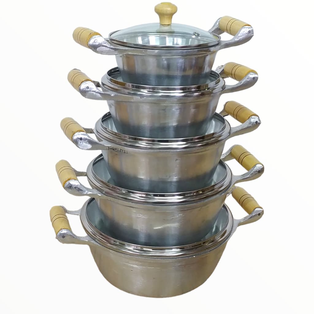 Jogo de Panela Aluminio Batido Conjunto de Cozinha com Tampa de Vidro