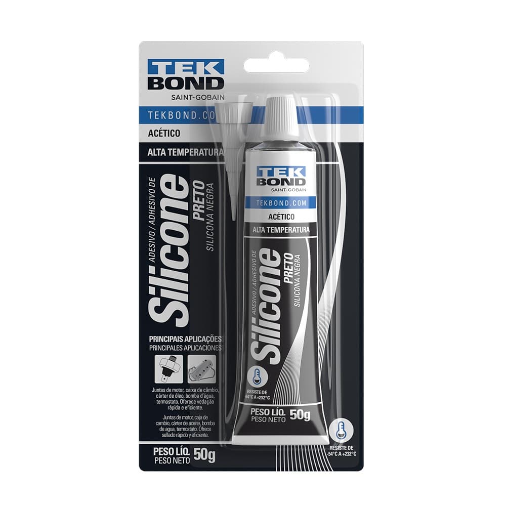 Silicone Alta Temperatura Preto 50 grs Tekbond